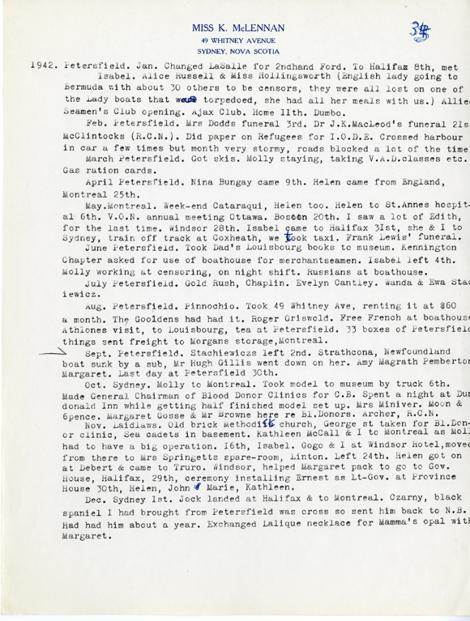 Katharine McLennan's Diary